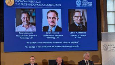 Jenni Reid - Nobel economics prize for 2024 awarded to Daron Acemoglu, Simon Johnson and James Robinson - cnbc.com - state Massachusets - city Stockholm - city Chicago