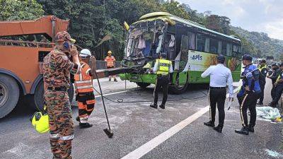 1 dead and 12 injured after bus carrying Japanese tourists smashes into truck in Malaysia